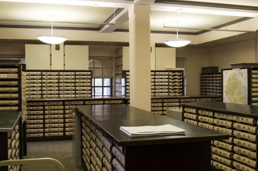 The Fairfax County Historic Records Center houses court documents that date from the formation of the county in 1742 until the early 1900s. Mason student Georgia Brown is working with local historians to search through all of the center’s documents in order to create a comprehensive index of slaves. (Alya Nowilaty/Fourth Estate)