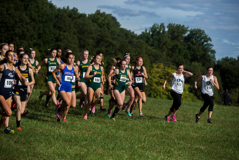 "George Mason University women's cross country team competes in the 2014 George Mason University Invitational at the Oatlands Plantation in Leesburg, Va. on October 4, 2014. Photo by Craig Bisacre/Creative Services/George Mason University."